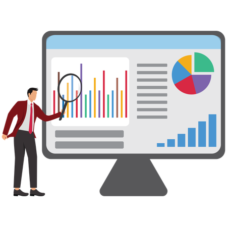 Man using data analysis  Illustration