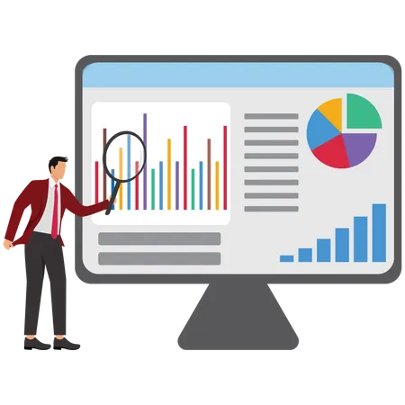 Man using data analysis  Illustration
