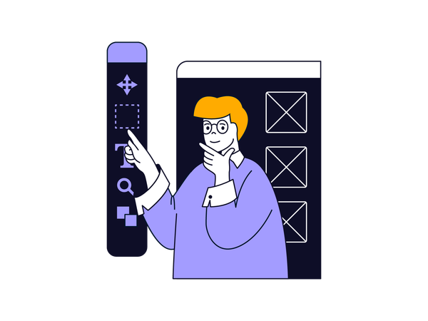 Man using design tools  Illustration