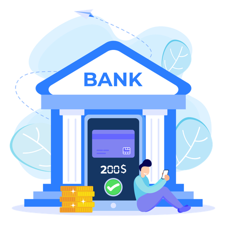 Man using digital banking  Illustration