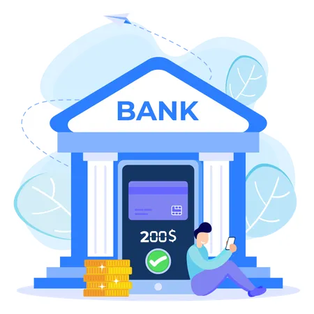 Man using digital banking  Illustration