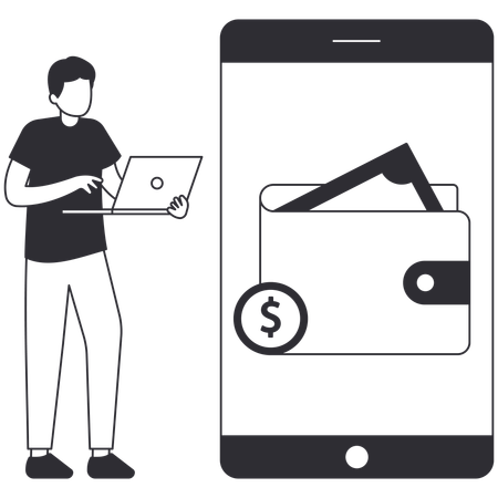 Man using digital wallet  Illustration