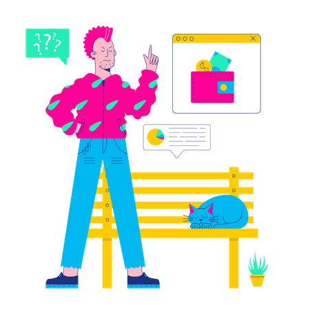 Man using digital wallet  Illustration