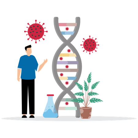 Man using DNA Molecule Structure  Illustration