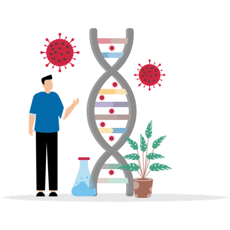 Man using DNA Molecule Structure  Illustration
