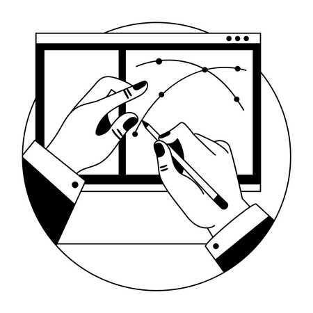 Man using drawing pen tool  Illustration