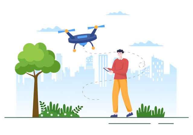 Man using drone technology  Illustration