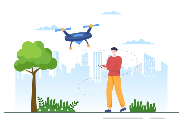 Man using drone technology  Illustration