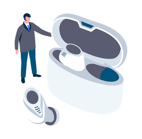 Man using earbuds  Illustration