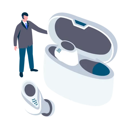 Man using earbuds  Illustration