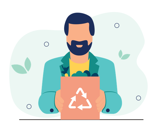 Man using eco bag  Illustration