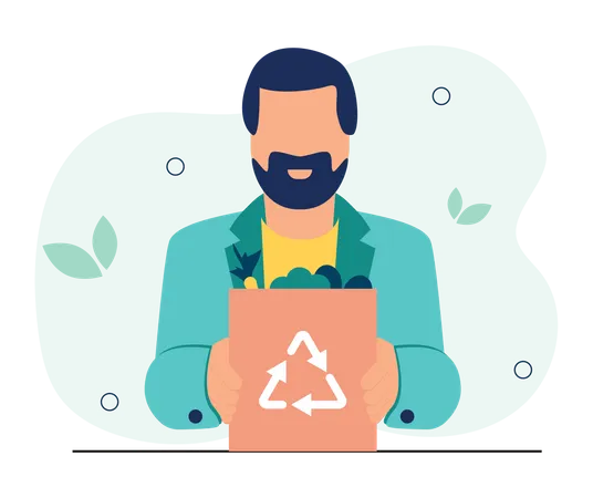 Man using eco bag  Illustration