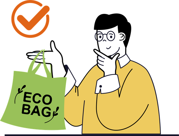 Man using Eco bag  Illustration