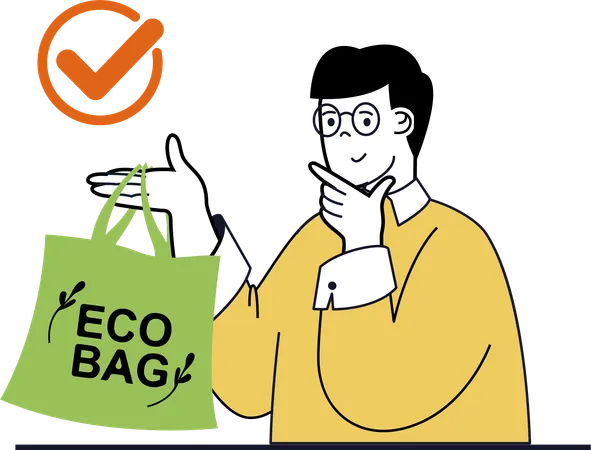 Man using Eco bag  Illustration
