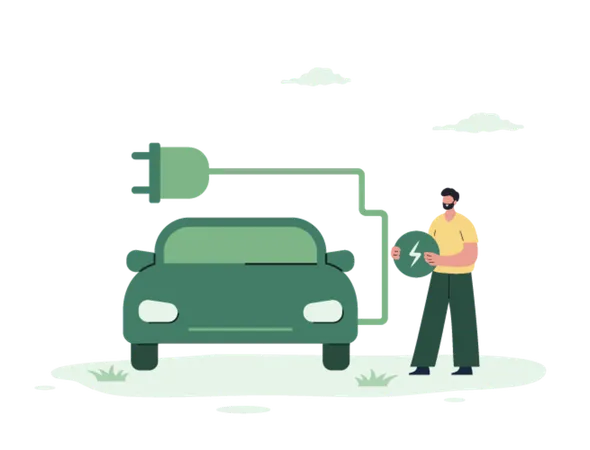 Man using eco energy in smart car  Illustration