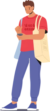 Man using eco friendly carry bag  Illustration