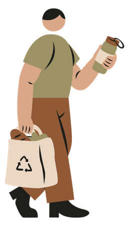 Man using eco friendly product  Illustration