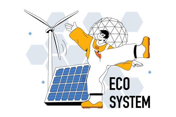 Man using ecological energy  Illustration
