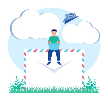 Man Using Email Services  Illustration