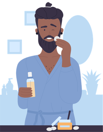 Man using face gel  Illustration