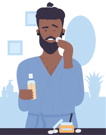 Man using face gel  Illustration