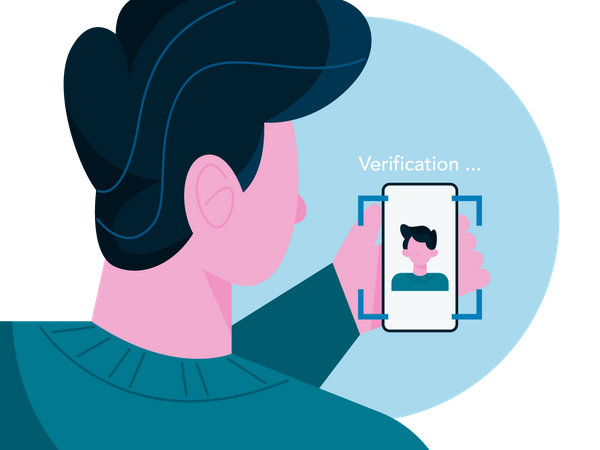 Man using face unlock security  Illustration