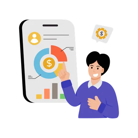 Man using finance app  Illustration