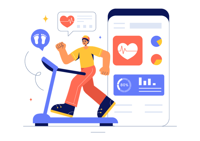 Man using fitness app  Illustration