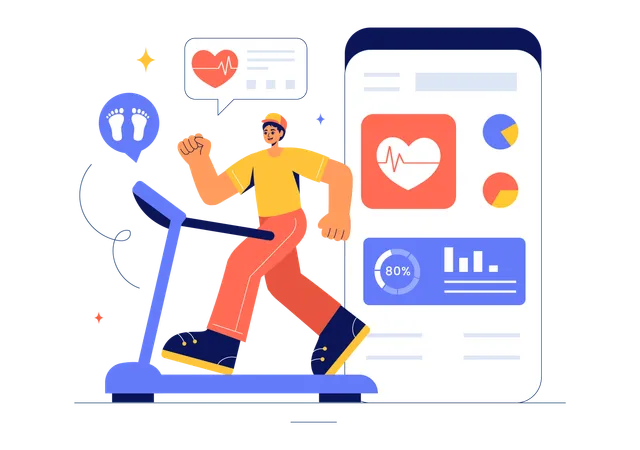 Man using fitness app  Illustration