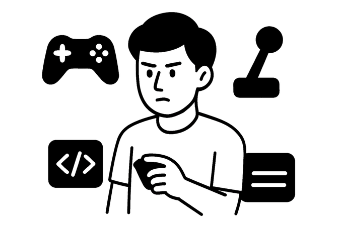 Man using game controller Illustration