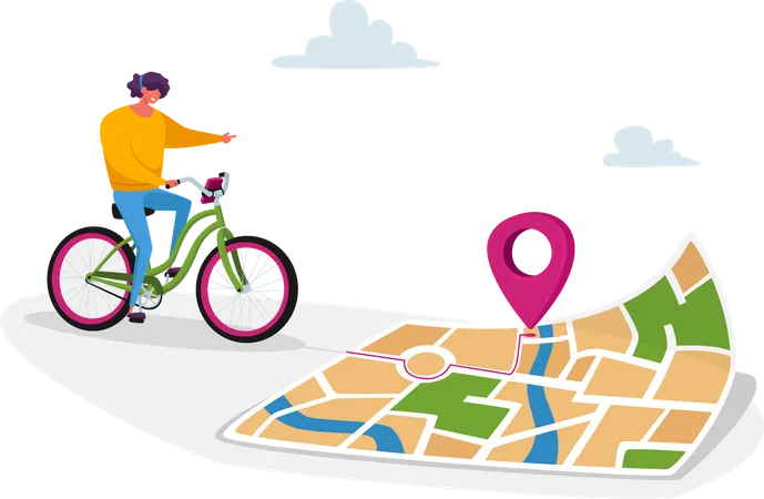 Man using GPS application  Illustration