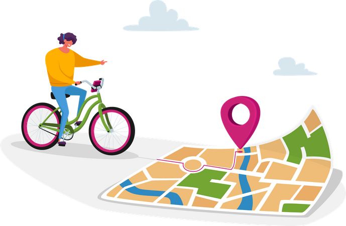 Man using GPS application  Illustration