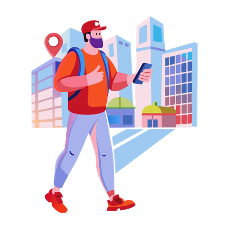 Man using gps tracking app  Illustration