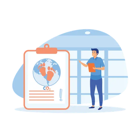 Man using green electricity windmills and solar panels  Illustration