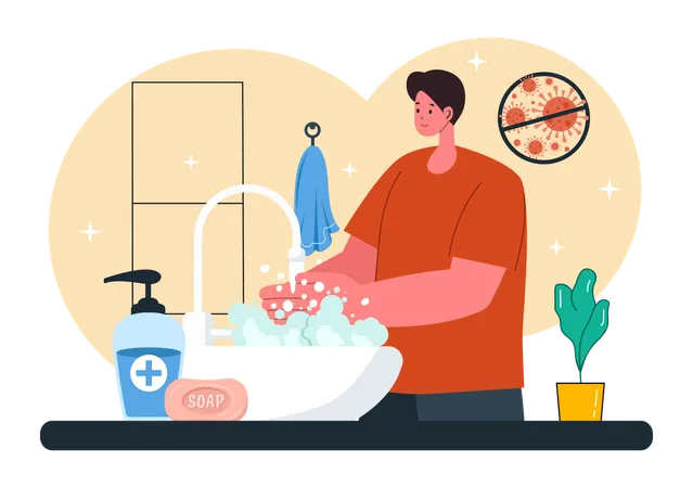 Man using Hand Sanitization  Illustration