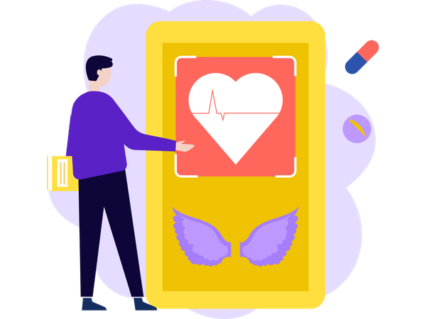 Man Using Heath Care App  Illustration