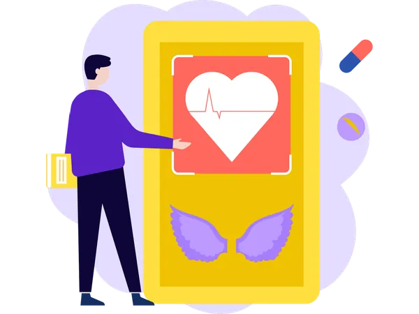 Man Using Heath Care App  Illustration