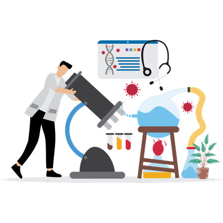 Man using High-Tech Laboratory  Illustration