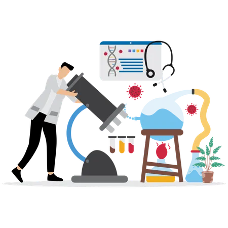 Man using High-Tech Laboratory  Illustration