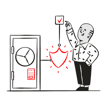 Man using highly secure storage  Illustration