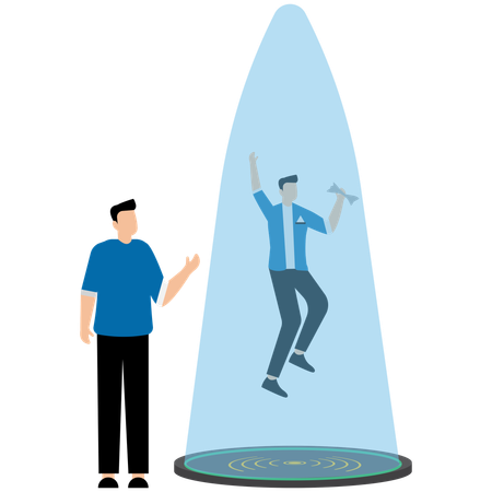 Man using Hologram Projection  Illustration