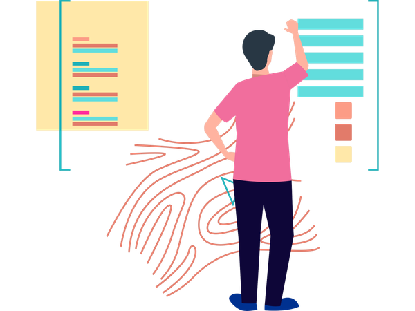 Man using holographic projection  Illustration
