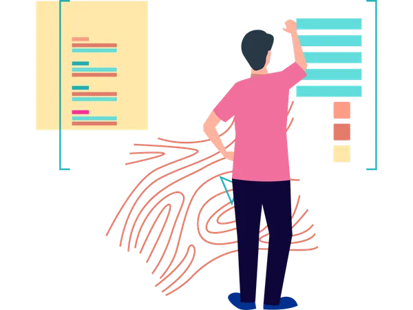 Man using holographic projection  Illustration