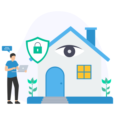 Man using house security  Illustration