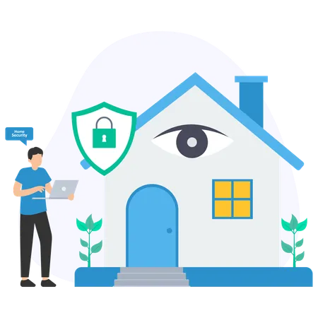 Man using house security  Illustration