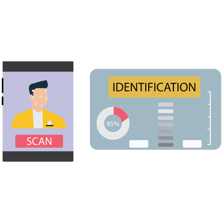 Man using Image Recognition Technology  Illustration
