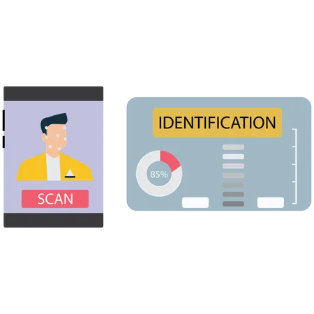 Man using Image Recognition Technology  Illustration