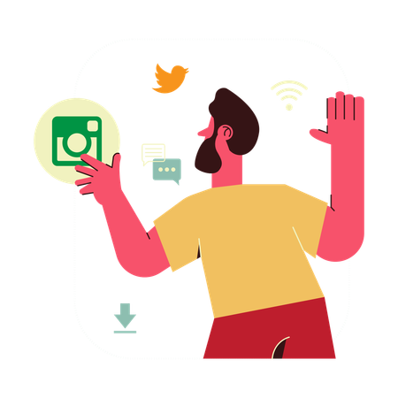 Man Using Instagram  Illustration