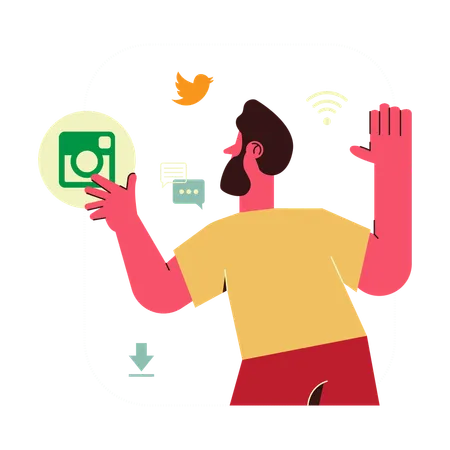 Man Using Instagram  Illustration