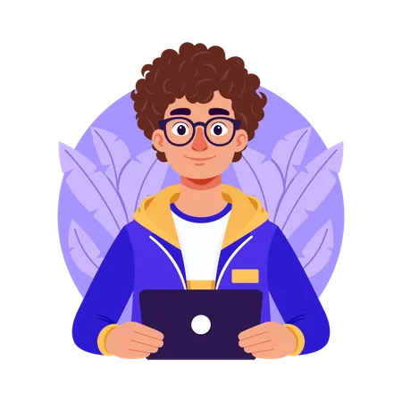 Man using ipad  Illustration
